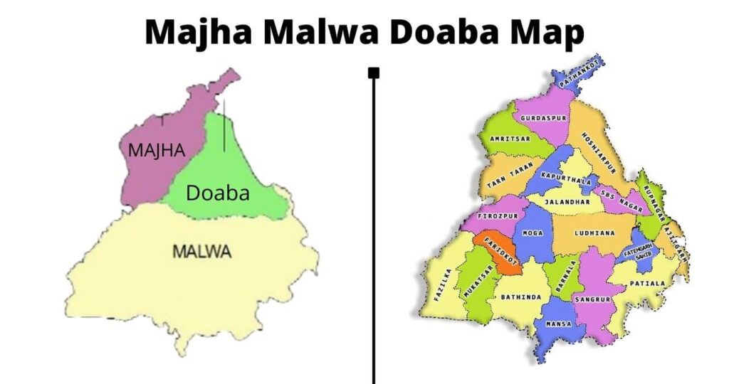 Majha Malwa Doaba Map 
